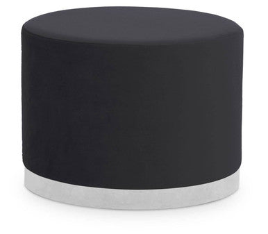 Hagen Black Velvet Round Stool with Stainless Steel Base