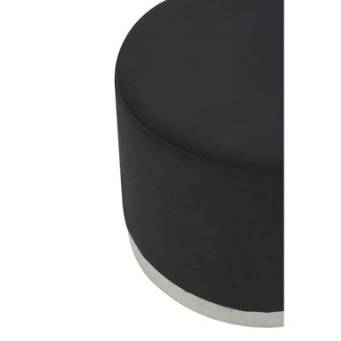 Hagen Black Velvet Round Stool with Stainless Steel Base