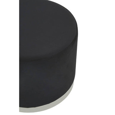 Hagen Black Velvet Round Stool with Stainless Steel Base