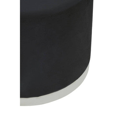 Hagen Black Velvet Round Stool with Stainless Steel Base