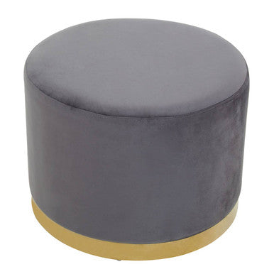 Hagen Grey and Gold Round Stool with Stainless Steel Base