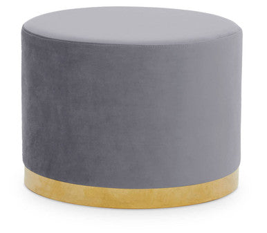 Hagen Grey and Gold Round Stool with Stainless Steel Base