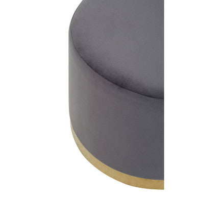 Hagen Grey and Gold Round Stool with Stainless Steel Base