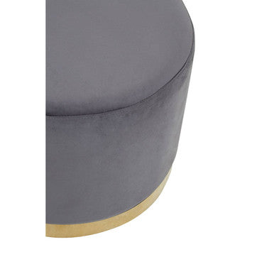Hagen Grey and Gold Round Stool with Stainless Steel Base