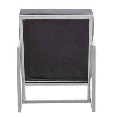 Hana Grey Velvet Chair with Silver Stainless Steel Frame