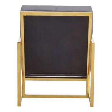 Hana Grey Velvet Chair with Gold Stainless Steel Frame