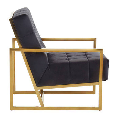 Hana Black Velvet Chair with Gold Stainless Steel Frame