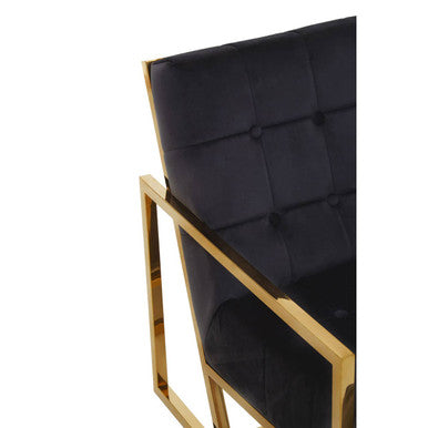 Hana Black Velvet Chair with Gold Stainless Steel Frame