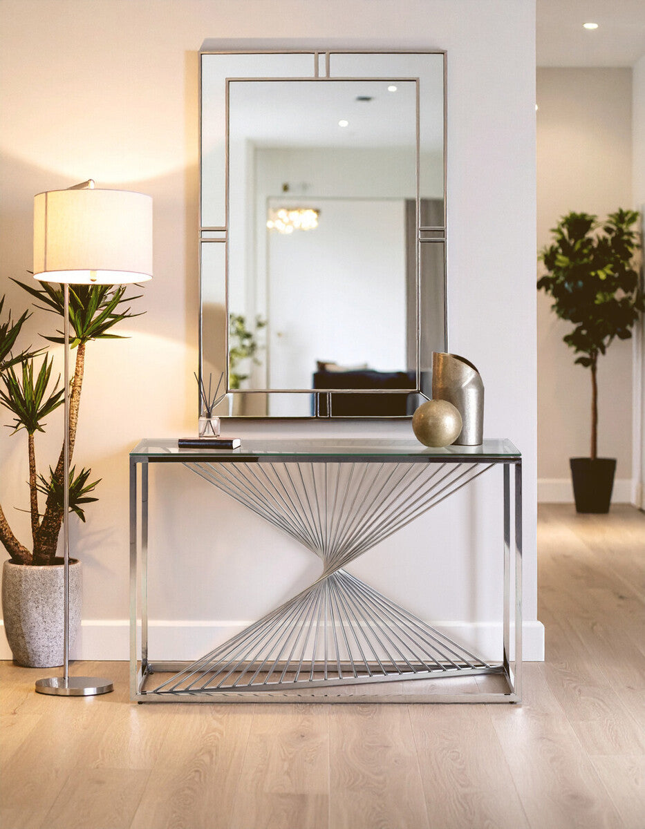 Amella Console Table With Silver Finish Frame