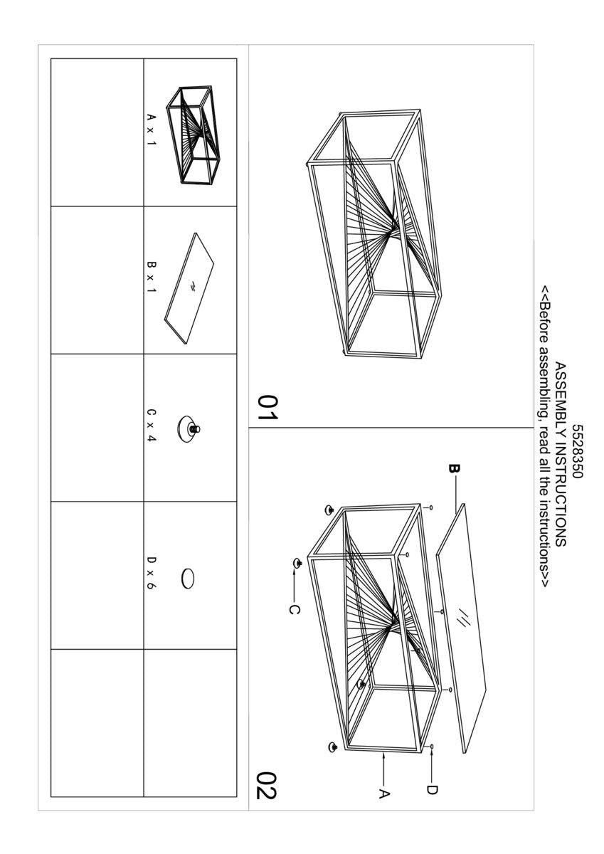 Silver Finish Steel Frame Coffee Table with Glass Top, Amella