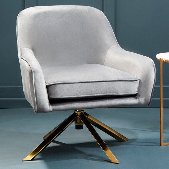 Grey Velvet Swivel Chair | Avery