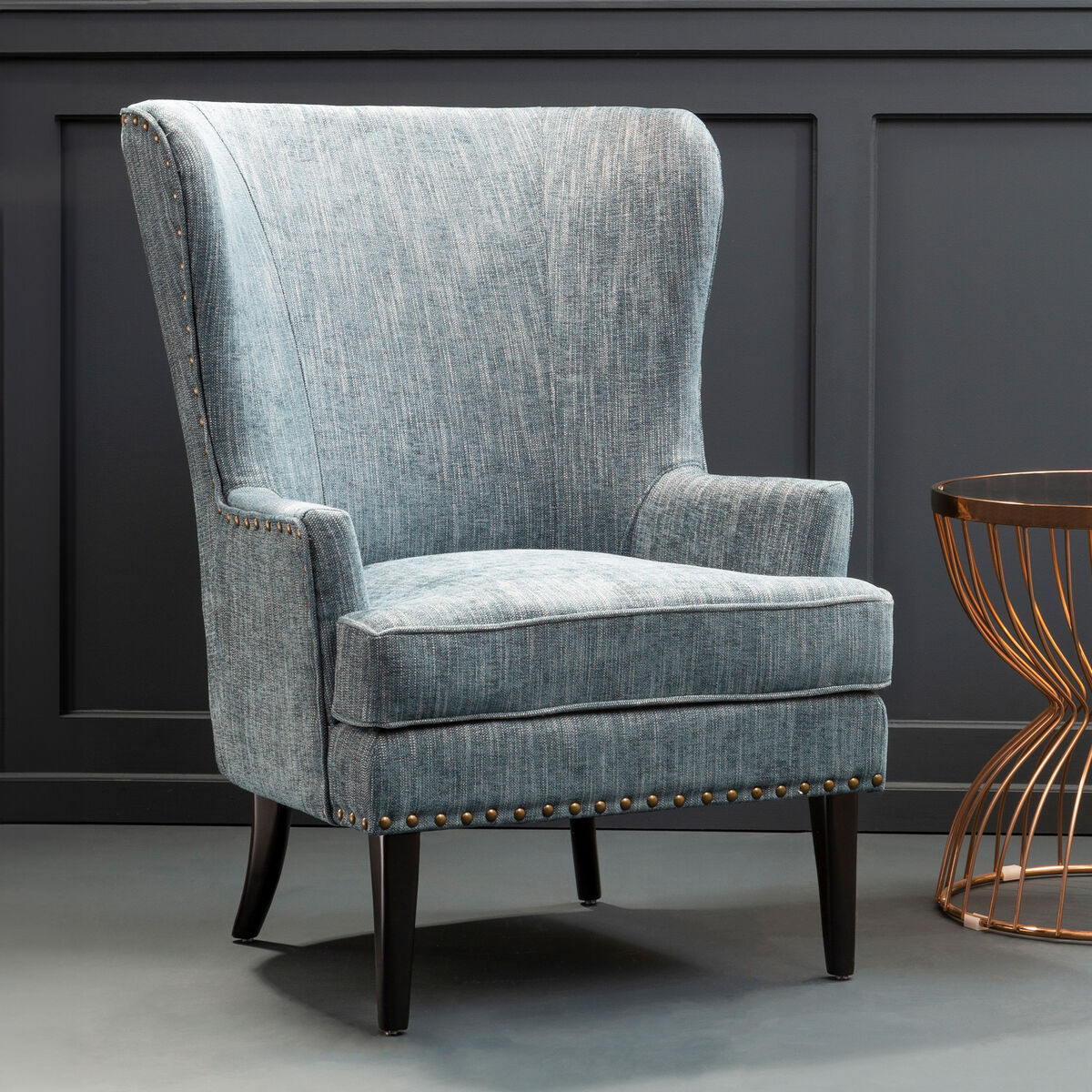 Welham Blue Wingback Lounge Chair