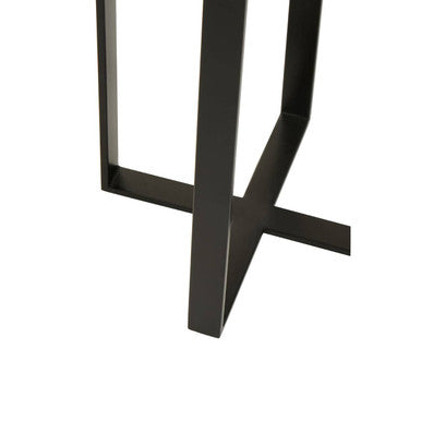 Marble Top Side Table With Black Iron Stand, Marmara