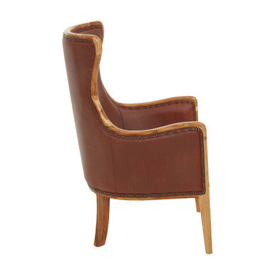 Kendari Brown Cow Leather Chair with Stud Detail