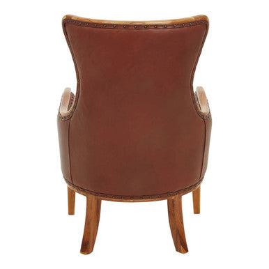 Kendari Brown Cow Leather Chair with Stud Detail