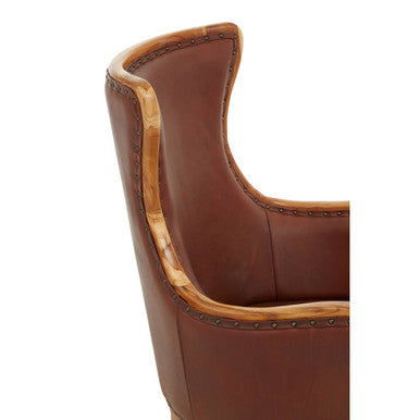 Kendari Brown Cow Leather Chair with Stud Detail