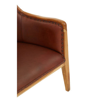Kendari Brown Cow Leather Chair with Stud Detail