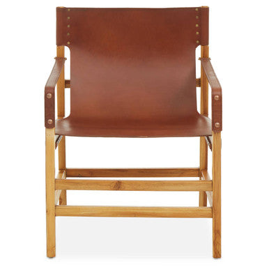 Kendari Light Brown Leather Chair with Stud Detail