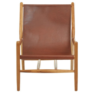 Kendari Dark Brown Leather Chair with Stud Detail