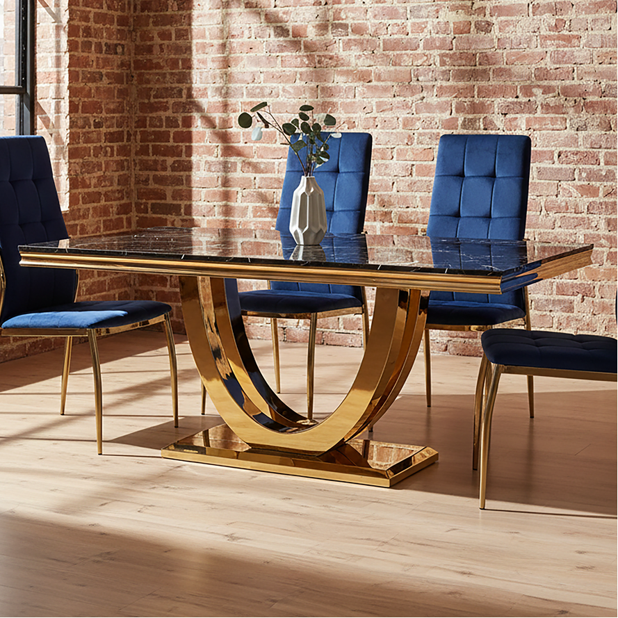 Moda Black Faux Marble Rectangular Dining Table