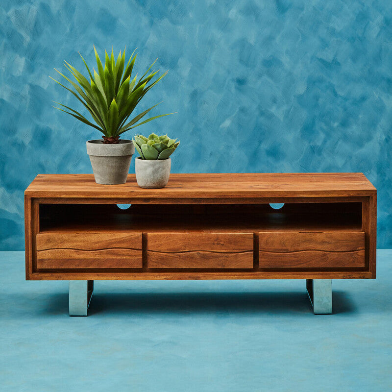 Simla Acacia Three Drawer Media Unit