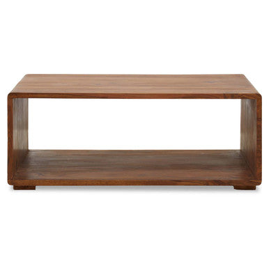 Solid Sheesham Wood Coffee Table with Open Centre and Lower Storage Shelf | Surati