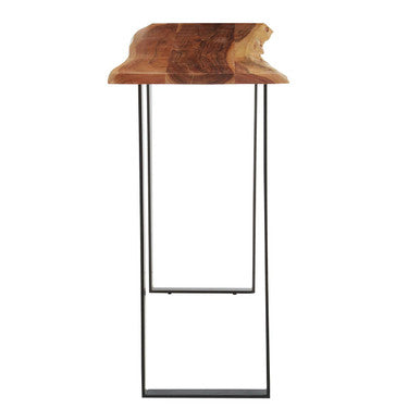 Natural Live Edge Acacia Wood Top Console Table with Black Iron Legs, Surax