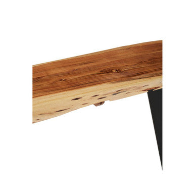 Natural Live Edge Acacia Wood Top Console Table with Black Iron Legs, Surax