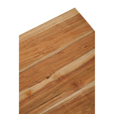 Brown Acacia Wood Top Side Table with Black Metal Legs | Surax
