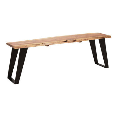 Surax Natural Acacia Wood Bench with Live Edge