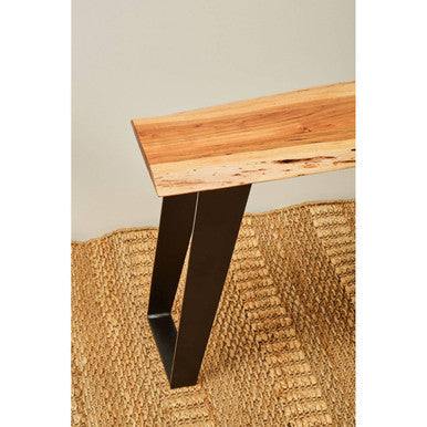 Surax Natural Acacia Wood Bench with Live Edge