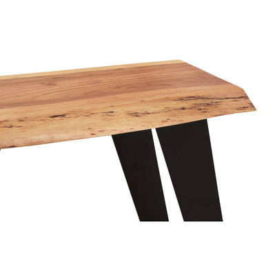 Surax Natural Acacia Wood Bench with Live Edge