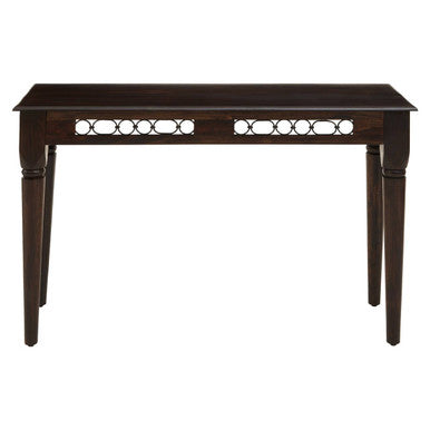 Dark Sheesham Wood Console Table with Iron Finishings, Srina
