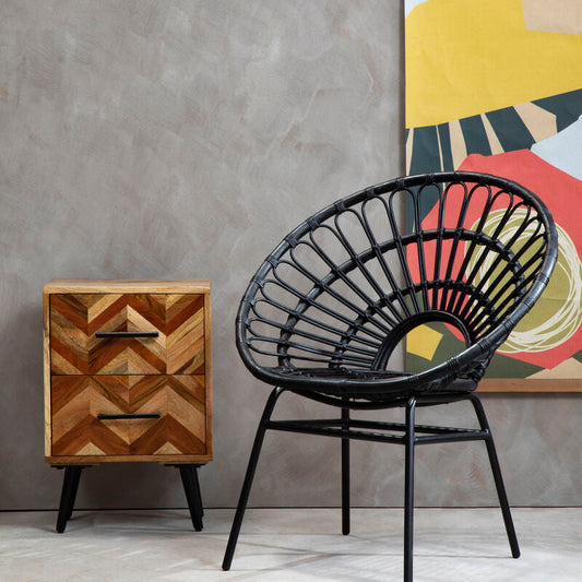 Boho Two Drawer Bedside Table In Mango Wood