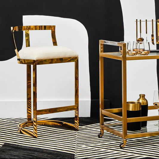 Azalea Ivory Velvet Bar Stool