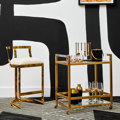 Azalea Ivory Velvet Bar Stool