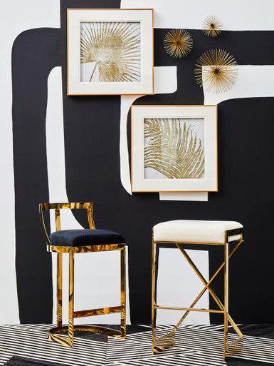 Ivory and Gold Finish Bar Stool | Azalea