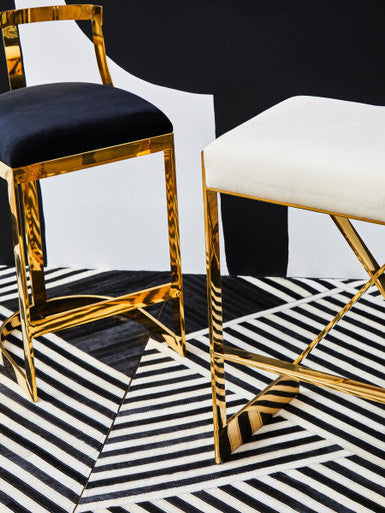 Ivory and Gold Finish Bar Stool | Azalea