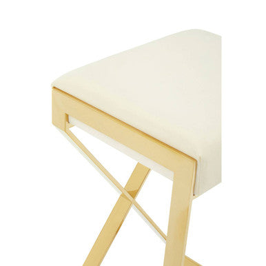 Ivory and Gold Finish Bar Stool | Azalea