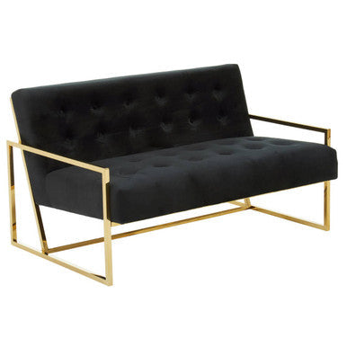 2 Seater Black Velvet Sofa | Azalea