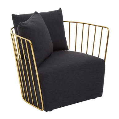 Azalea Black Fabric Chair with Gold Finish Stainless Steel Frame