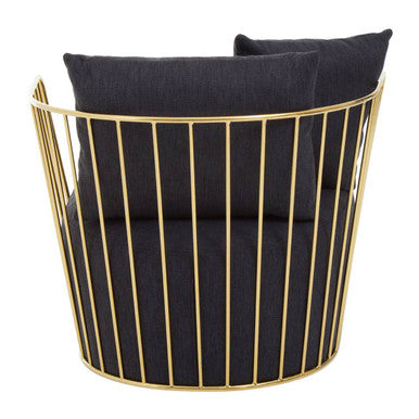 Azalea Black Fabric Chair with Gold Finish Stainless Steel Frame