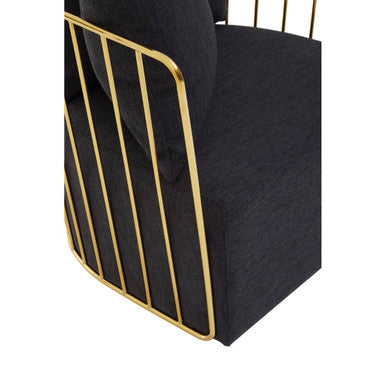 Azalea Black Fabric Chair with Gold Finish Stainless Steel Frame