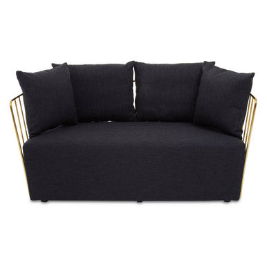 2 Seater Black Fabric Sofa | Azalea
