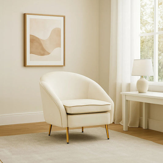 Yasmeen Beige Velvet Armchair