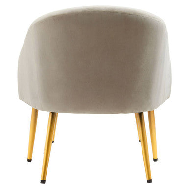 Yasmeen Mink Velvet Chair and Footstool with Gold Powder Coated Legs
