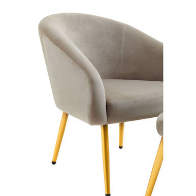 Yasmeen Mink Velvet Chair and Footstool with Gold Powder Coated Legs