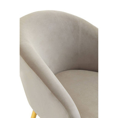 Yasmeen Mink Velvet Chair and Footstool with Gold Powder Coated Legs