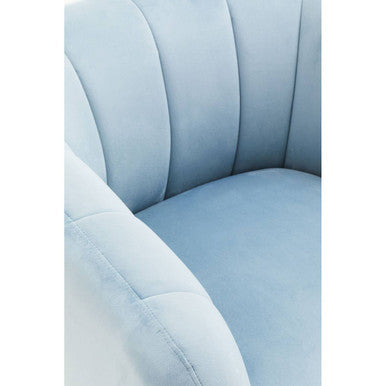 Yasmeen Blue Velvet Barrel Back Armchair with Gold Finish Legs