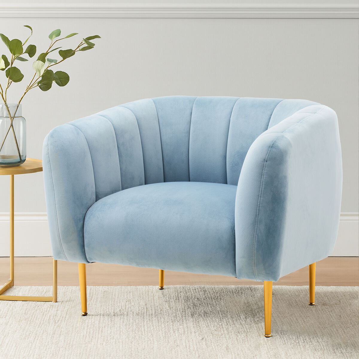 Yasmeen Blue Velvet Armchair